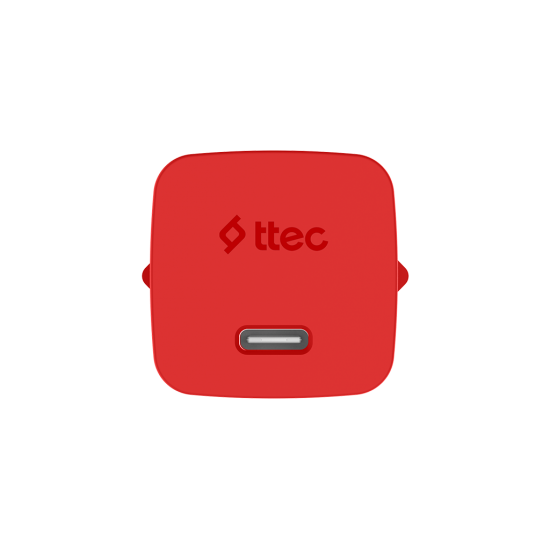 ttec SmartCharger GAN 45W AVS PD Seyahat Hızlı Şarj Aleti + USB-C - USB-C 3A Kablo Neon Neon Kırmızı