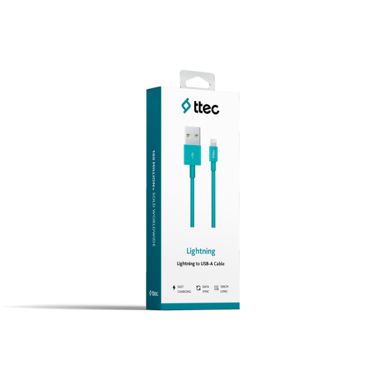 ttec USB-A - Lightning Şarj Kablosu- Turkuaz
