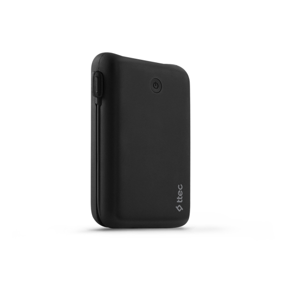 ttec ReCharger Duo+ 10.000mAh Type-C Dahili Kablolu Taşınabilir Şarj Aleti / Powerbank Siyah
