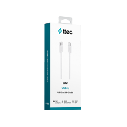 ttec USB-C - USB-C 100cm 60W PD Örgü Hızlı Şarj/Data Kablosu Beyaz