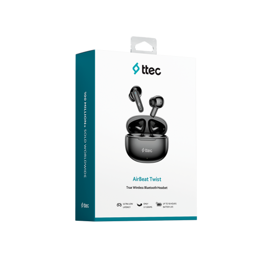 ttec AirBeat Twist Gerçek Kablosuz TWS Bluetooth Kulaklık- 2KM164 Siyah