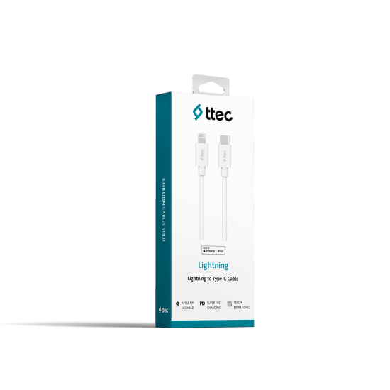 ttec USB-C - Lightning MFi Şarj Kablosu 150cm Beyaz