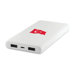 ttec PowerSlim Türk Bayrağı 10.000 mAh Taşınabilir Şarj Aleti / Powerbank Beyaz