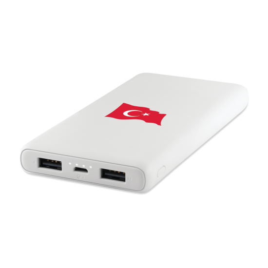 ttec PowerSlim Türk Bayrağı 10.000 mAh Taşınabilir Şarj Aleti / Powerbank Beyaz