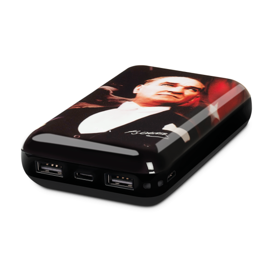 ttec ArtPower Atatürk Portre 10.000 mAh Taşınabilir Şarj Aleti / Powerbank. Siyah