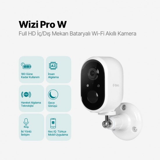 ttec Wizi Pro W Full HD İç/Dış Mekan Bataryalı Wi-Fi Akıllı Kamera US