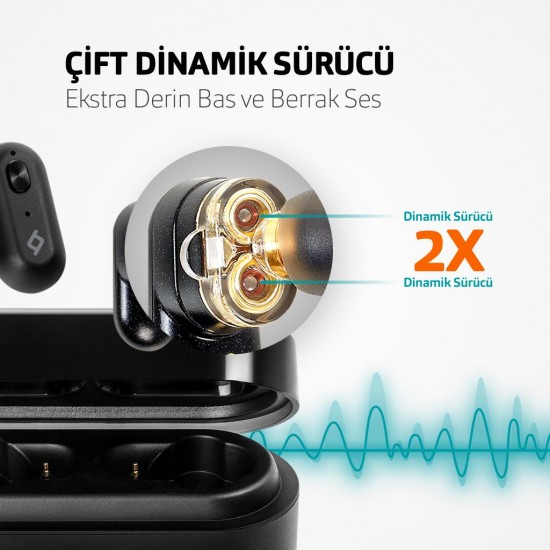 ttec AirBeat Duo Gerçek Kablosuz TWS Bluetooth Kulaklık Siyah