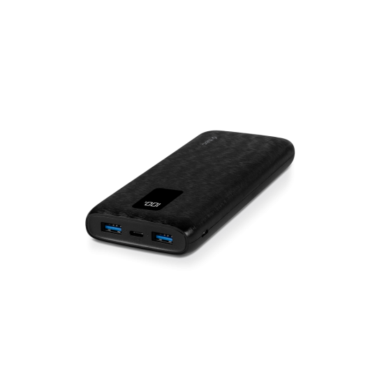 ttec PowerSlim Trio LCD 10.000mAh PD 22,5W Dahili Kablolu Taşınabilir Şarj Aleti / Powerbank Siyah