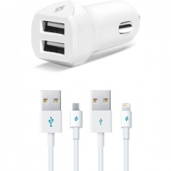 ttec SpeedCharger Duo 3.1A Araç Şarj Aleti Çift USB  (çift kablo) Beyaz
