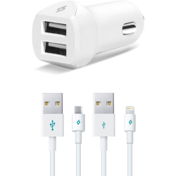 ttec SpeedCharger Duo 3.1A Araç Şarj Aleti Çift USB  (çift kablo) Beyaz