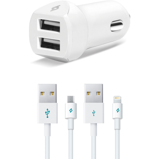 ttec SpeedCharger Duo 3.1A Araç Şarj Aleti Çift USB  (çift kablo) Beyaz