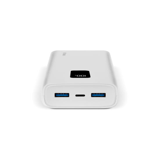 ttec PowerSlim Trio LCD 20.000mAh PD 22,5W Dahili Kablolu Taşınabilir Şarj Aleti / Powerbank Beyaz