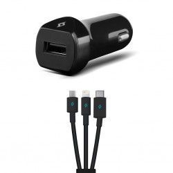 ttec SpeedCharger 2.1A Araç Şarj Aleti  Trio Kablolu Siyah