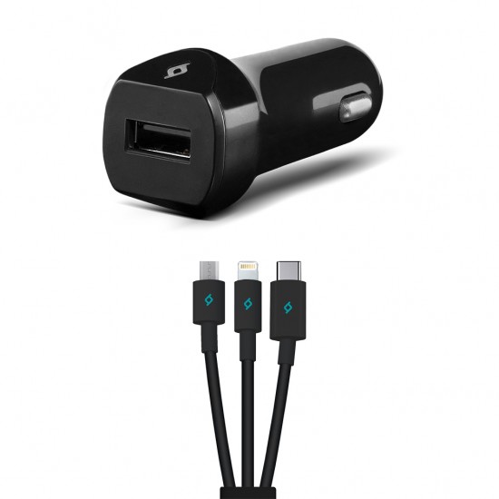 ttec SpeedCharger 2.1A Araç Şarj Aleti  Trio Kablolu Siyah