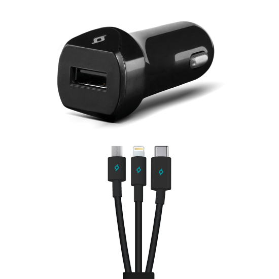 ttec SpeedCharger 2.1A Araç Şarj Aleti  Trio Kablolu Siyah