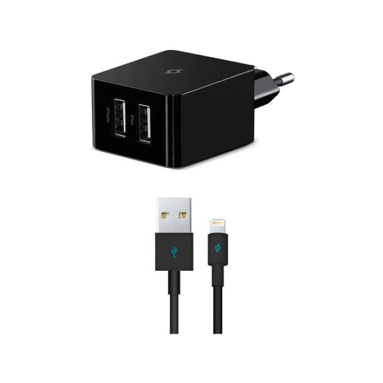 ttec Quantum Duo MFi 1A+2.4A Seyahat Şarj Aleti Siyah