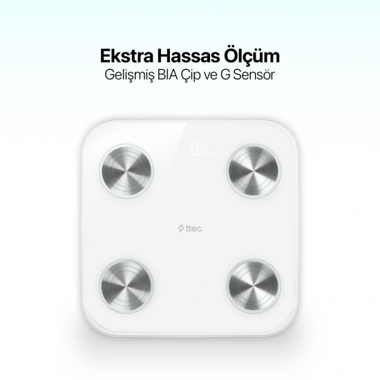ttec Sensi Yağ Ölçer ve Vücut Analizli Hassas Sensörlü Akıllı Tartı / Baskül
