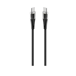 ttec ExtremeCable Ekstra Dayanıklı Transparan USB-C –USB-C 60W PD/QC 120cm Hızlı Şarj/Data Kablosu , Siyah
