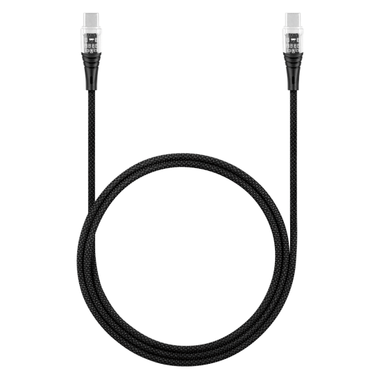 ttec ExtremeCable Ekstra Dayanıklı Transparan USB-C –USB-C 60W PD/QC 120cm Hızlı Şarj/Data Kablosu , Siyah