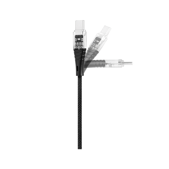 ttec ExtremeCable Ekstra Dayanıklı Transparan USB-C –USB-C 60W PD/QC 120cm Hızlı Şarj/Data Kablosu , Siyah