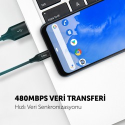 ttec AlumiCable XXL USB-A - Micro USB Şarj Kablosu 3mt. Siyah