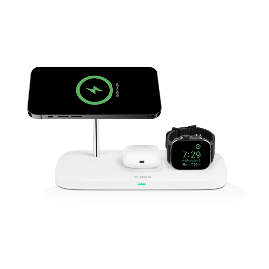 ttec AirCharger Trio Up MagSafe Uyumlu 3ü 1 Arada iPhone + Apple Watch + AirPods Kablosuz Şarj Standı