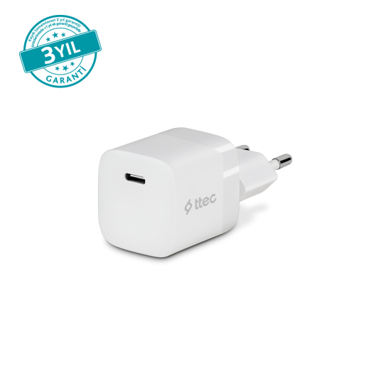 ttec SmartCharger GAN 30W PD USB-C Seyahat Hızlı Şarj Aleti Beyaz
