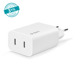 ttec SmartCharger Duo PD 40W Seyahat Hızlı Şarj Aleti USB-C + USB-C Beyaz