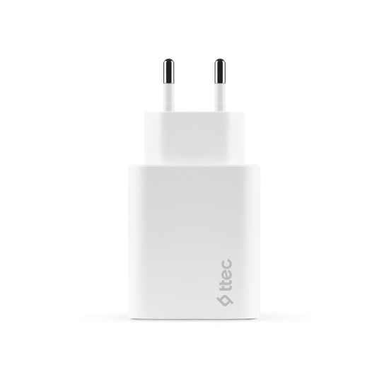 ttec SmartCharger Duo PD 40W Seyahat Hızlı Şarj Aleti USB-C + USB-C Beyaz