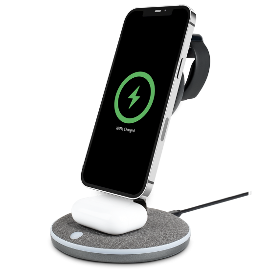 ttec AirCharger Trio M MagSafe Uyumlu 3’ü 1 Arada iPhone + Apple Watch + AirPods Kablosuz Şarj Standı