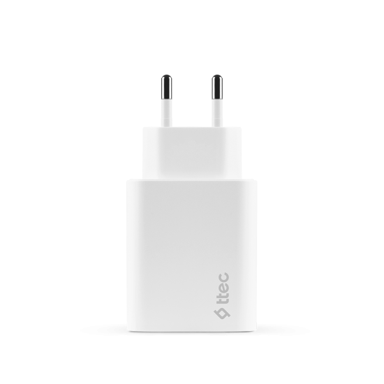 ttec SmartCharger Duo Pro GaN 50W PD Seyahat Hızlı Şarj Aleti USB-C + USB-C Beyaz