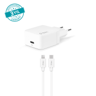 ttec Quantum PD Apple MFi Lisanslı 20W Seyahat Şarj Aleti + USB-C/Lightning Kablo Beyaz