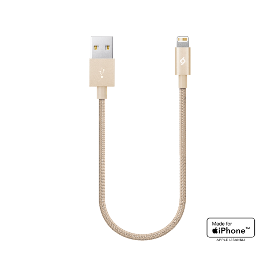 ttec AlumiCable Mini 30cm MFi USB-A - Lightning Şarj Kablosu Altın