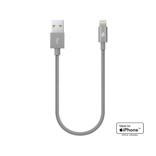 ttec AlumiCable Mini 30cm MFi USB-A - Lightning Şarj Kablosu Uzay Grisi