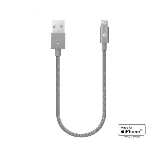 ttec AlumiCable Mini 30cm MFi USB-A - Lightning Şarj Kablosu Uzay Grisi