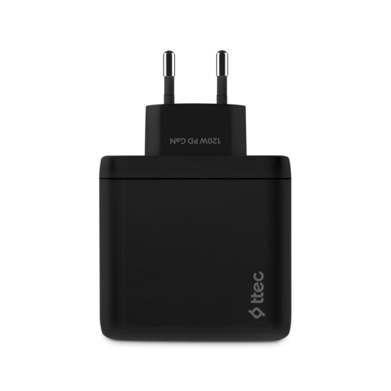 ttec SmartCharger Trio GAN 120W PD Seyahat Hızlı Şarj Aleti 2 USB-C+USB-A Siyah