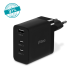ttec SmartCharger Trio GAN 65W PD Seyahat Hızlı Şarj Aleti 2 USB-C+USB-A Siyah