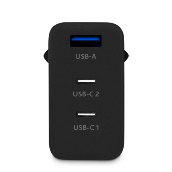 ttec SmartCharger Trio GAN 65W PD Seyahat Hızlı Şarj Aleti 2 USB-C+USB-A Siyah