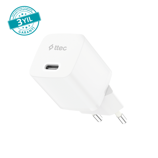 ttec SmartCharger GAN 30W PD USB-C Seyahat Hızlı Şarj Aleti 2SCG30B Beyaz