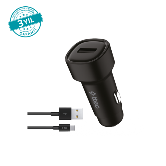 ttec SmartCharger 2.4A Araç Şarj Aleti  + USB-C Kablo