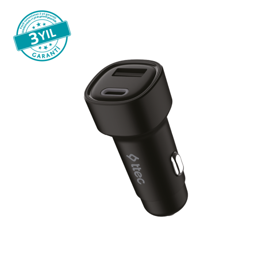 ttec SmartCharger Duo 3.1A Araç Şarj Aleti USB-C+USB-A.