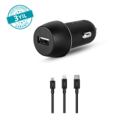 ttec SmartCharger 2.1A Araç Şarj Aleti + Trio Kablo Siyah