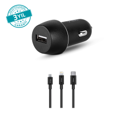 ttec SmartCharger 2.1A Araç Şarj Aleti + Trio Kablo Siyah