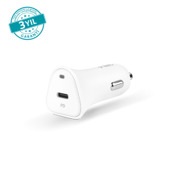 ttec Quantum PD Apple MFi Lisanslı 20W Araç Şarj Aleti + USB-C/Lightning Kablo Beyaz