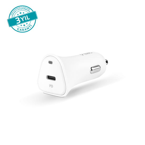 ttec Quantum PD Apple MFi Lisanslı 20W Araç Şarj Aleti + USB-C/Lightning Kablo Beyaz
