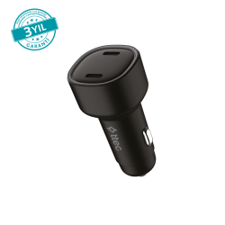 ttec SmartCharger Duo PD 60W Araç Hızlı Şarj Aleti USB-C+USB-C Siyah
