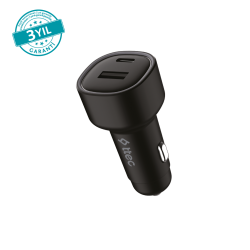 ttec SmartCharger Duo PD 48W Araç Hızlı Şarj Aleti USB-C+USB-A Siyah