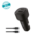 ttec SmartCharger Duo PD 48W Araç Hızlı Şarj Aleti USB-C+USB-A - USB-C-USB-C 3A Kablo Siyah