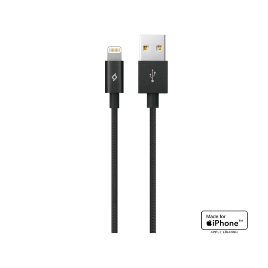 ttec AlumiCable MFi USB-A - Lightning Şarj Kablosu Siyah