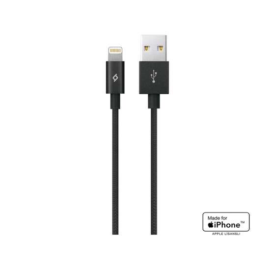 ttec AlumiCable MFi USB-A - Lightning Şarj Kablosu Siyah